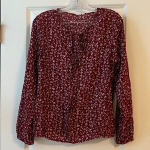 GAP Women's Burgundy Floral Blouse